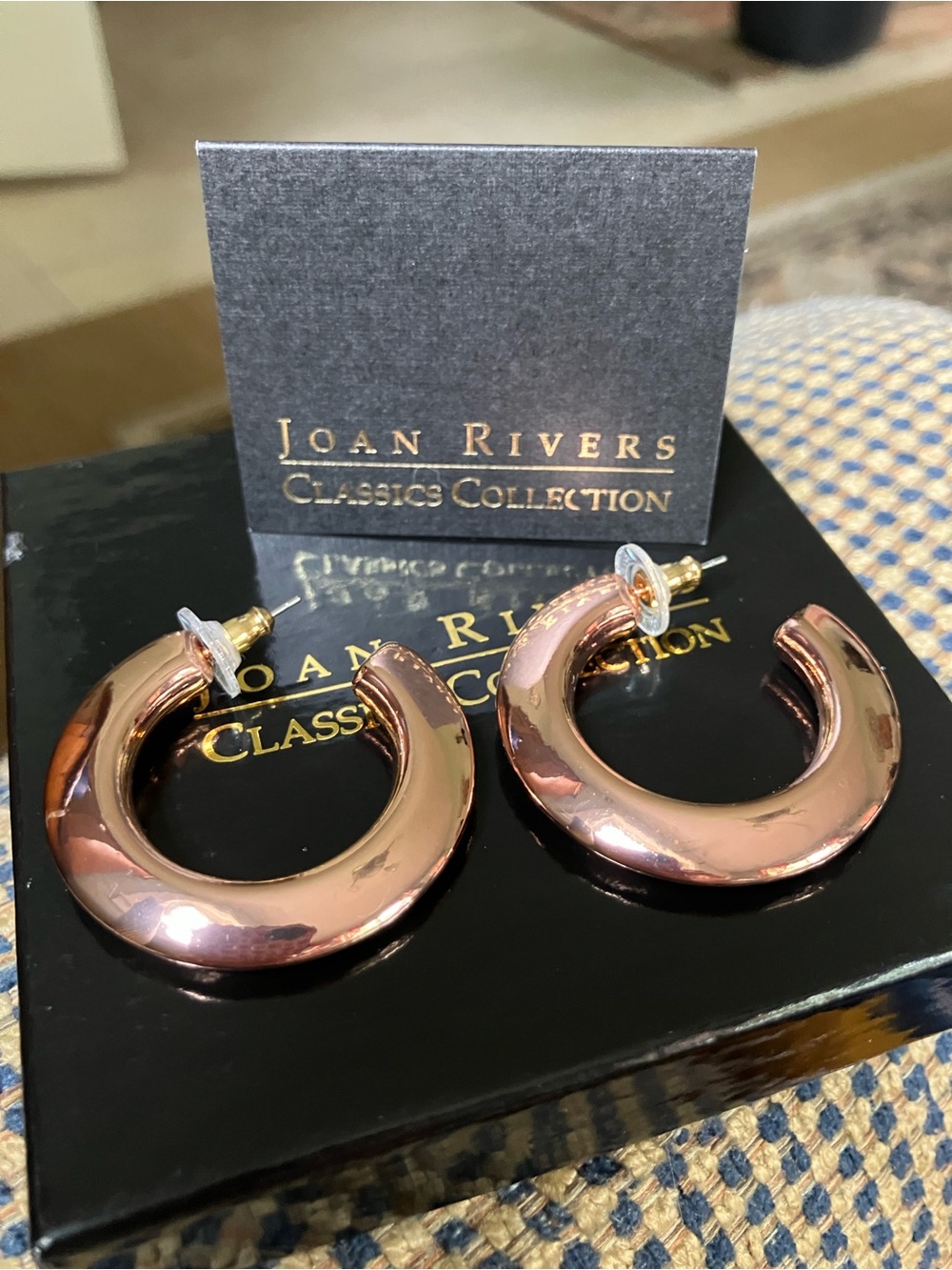 Joan Rivers Rose Gold Tone Hoops- Classic Collection